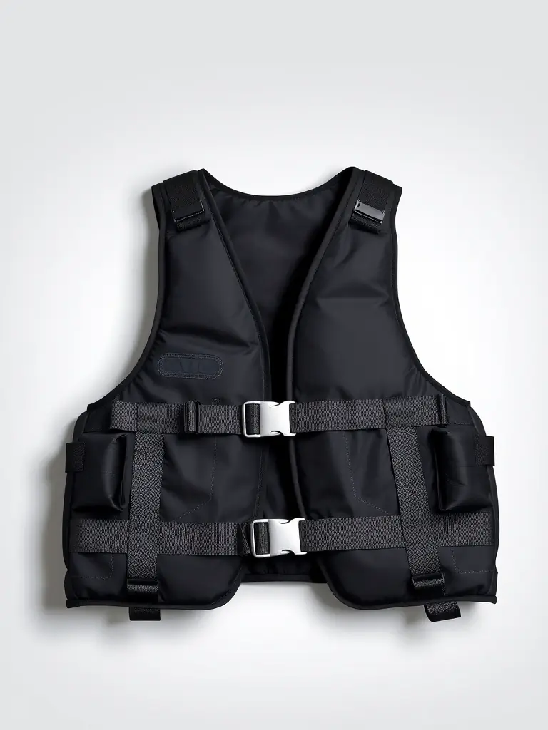 A durable and comfortable buoyancy compensator (BCD) vest, highlighting its adjustable straps and integrated weight system for a secure fit.